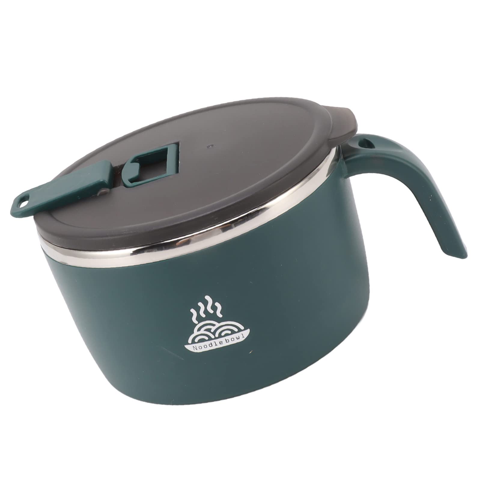 Stainless Steel Instant Noodles Bowl with Lid - 900ML Double Layer Thermal Soup Bowl, Insulated Lunch Box for Cooking & Storing Food - Perfect for Home, Kitchen, Office & Camping (Green)