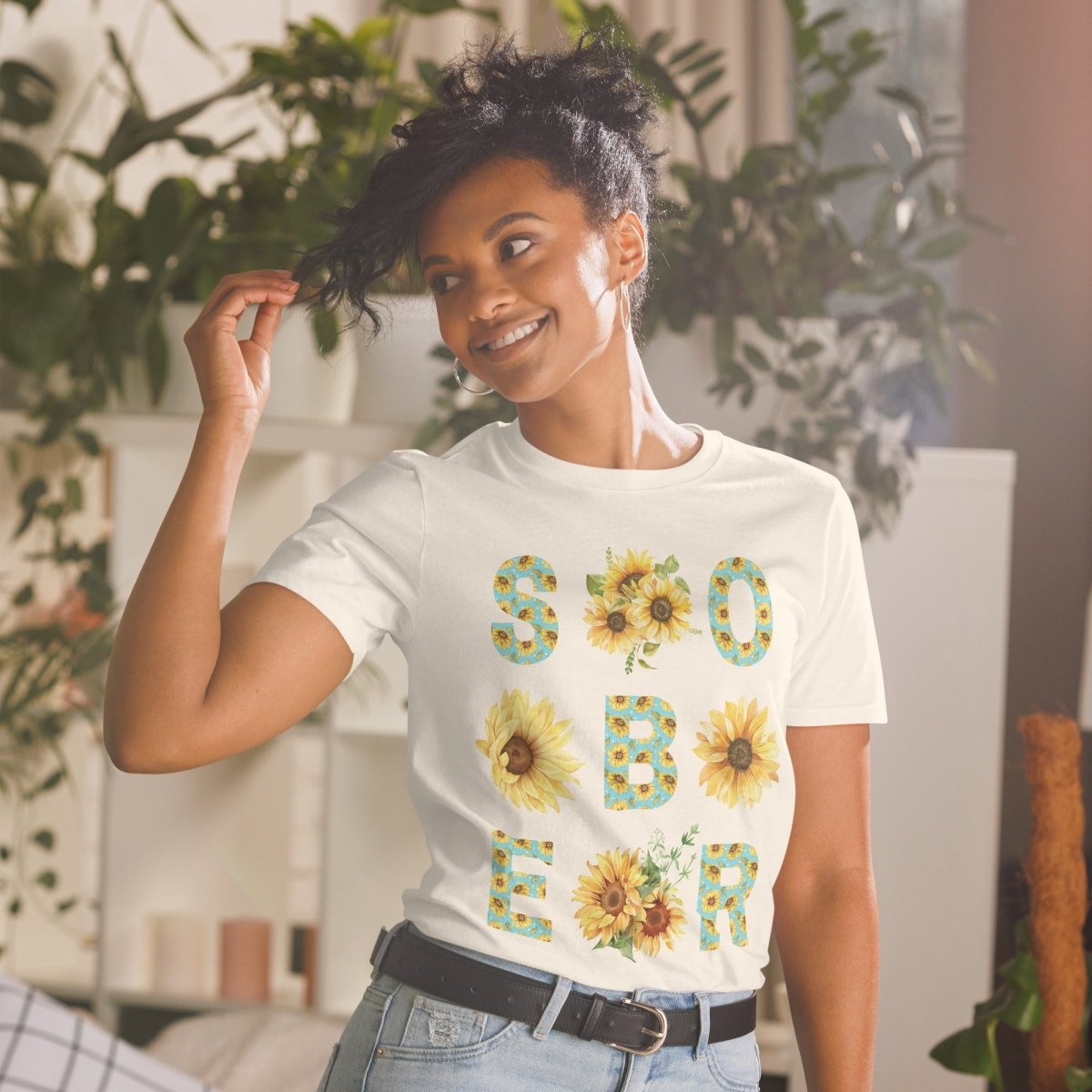 SOBER - Vintage Chinoiserie Sunflower Print Unisex T-Shirt for Men & Women | Casual Wear, Street Style, Summer Outfits