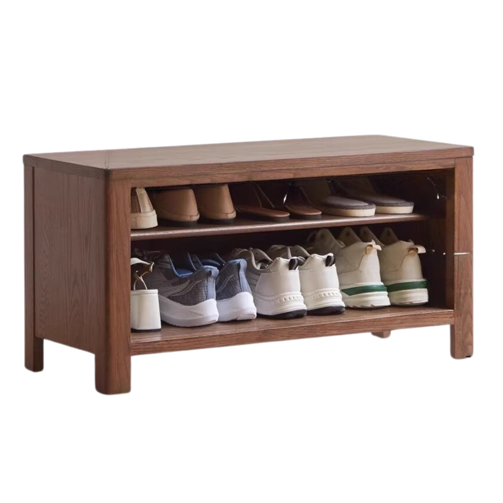 Solid Oak Wood Shoe Bench for Entryway - Durable Shoe Storage Stool for Hallway, Living Room & Bedroom Organization