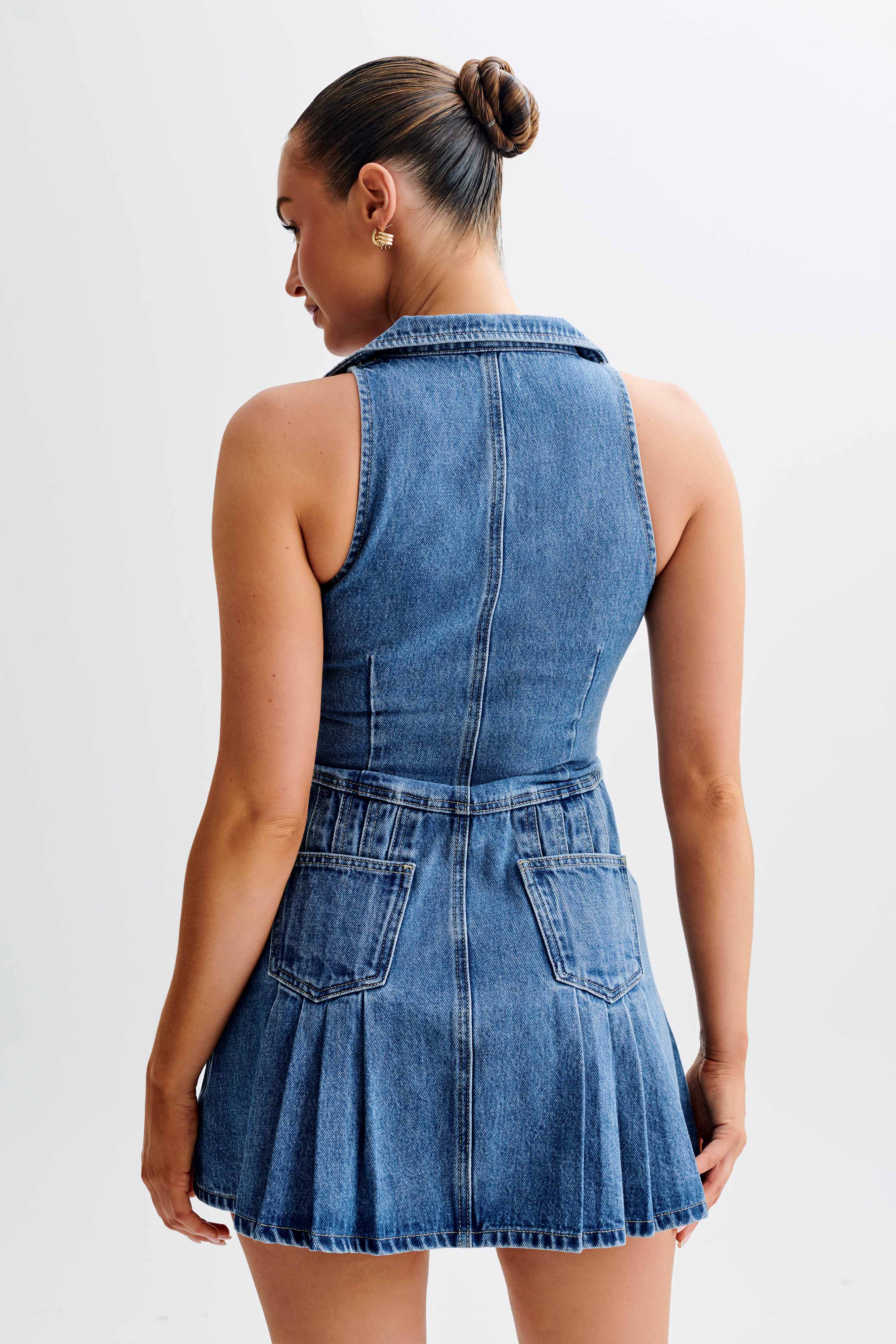 Vintage 70's Blue Denim Mini Dress with Porter Collar - Retro Chic Style for Casual Outings, Parties & Date Nights