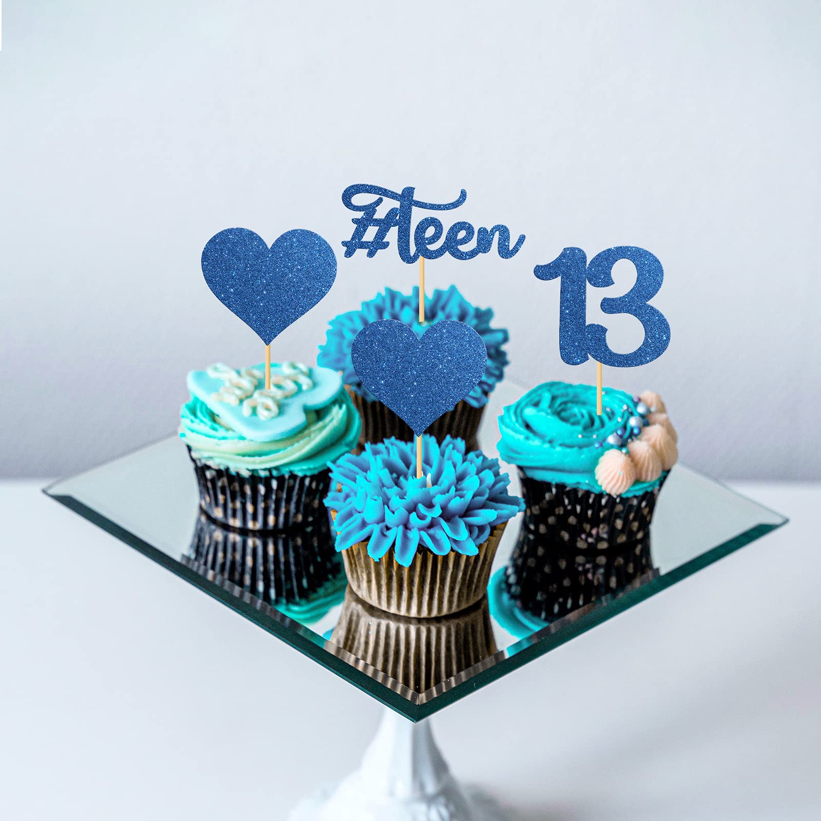 MonMon & Craft 24 Pcs 13th Birthday Cupcake Toppers - Teen 13 Cupcake Decorations for 13 Years Old Party - Perfect for Birthday Cakes, Desserts, and Celebration Events