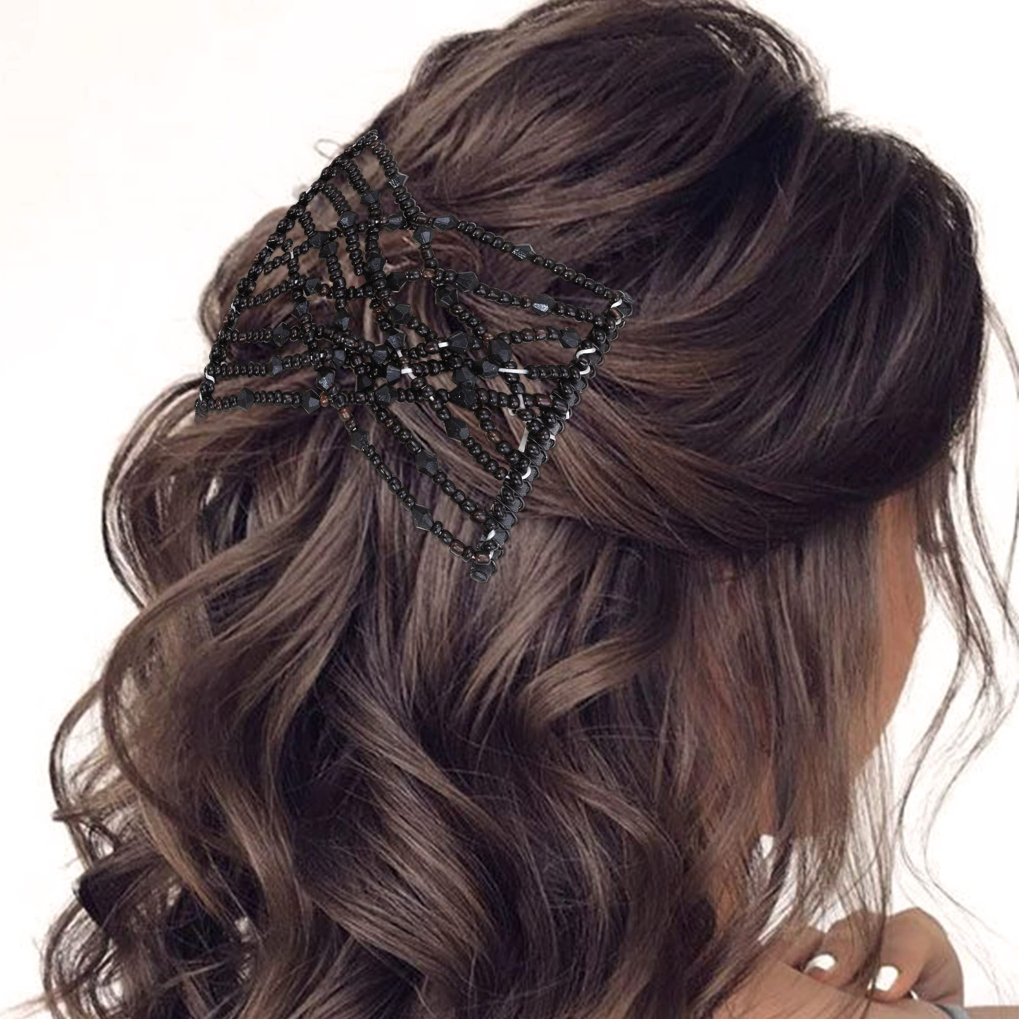 Aethland 6 Pack Magic Hair Combs - Elastic Beaded Hair Clips for Women, Stretchy Double Slide Hairpins - DIY Hair Styling Accessories for Ladies & Girls - Perfect for Weddings, Parties & Everyday Hairstyles
