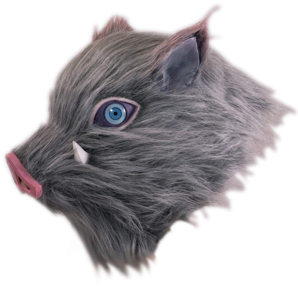 Inosuke Hashibira Cosplay Mask - Demon Boar Full Head Mask Grey for Anime Conventions & Halloween Costume