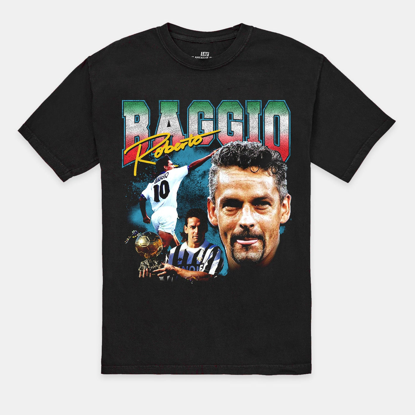 Live Breathe Futbol Baggio T-Shirt - Vintage Football Fan Tee for Men & Women - Perfect for Soccer Games, Training & Casual Wear