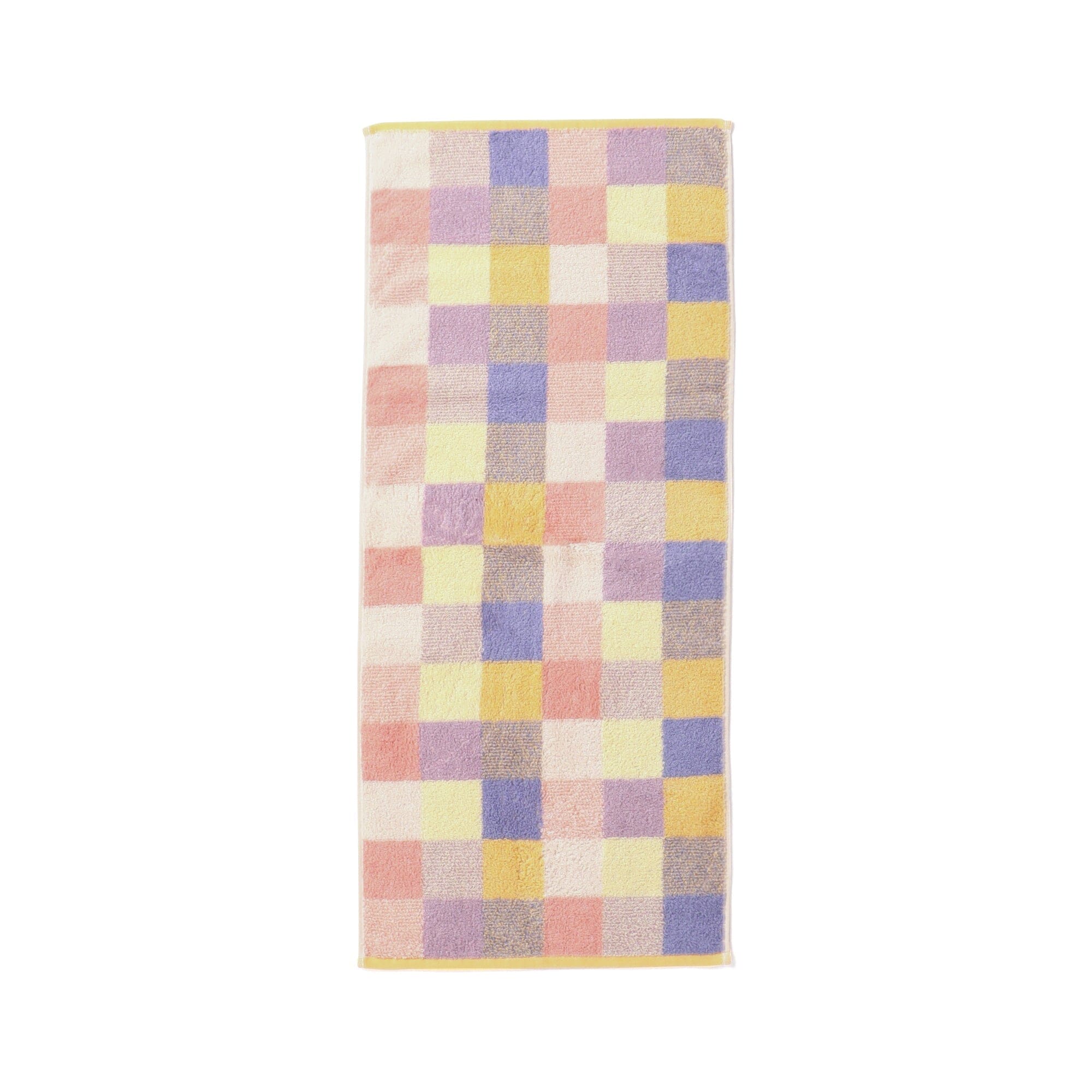 Antibacterial & Deodorant Check Pattern Face Towel - Soft Yellow for Gym, Travel & Daily Skincare Routine