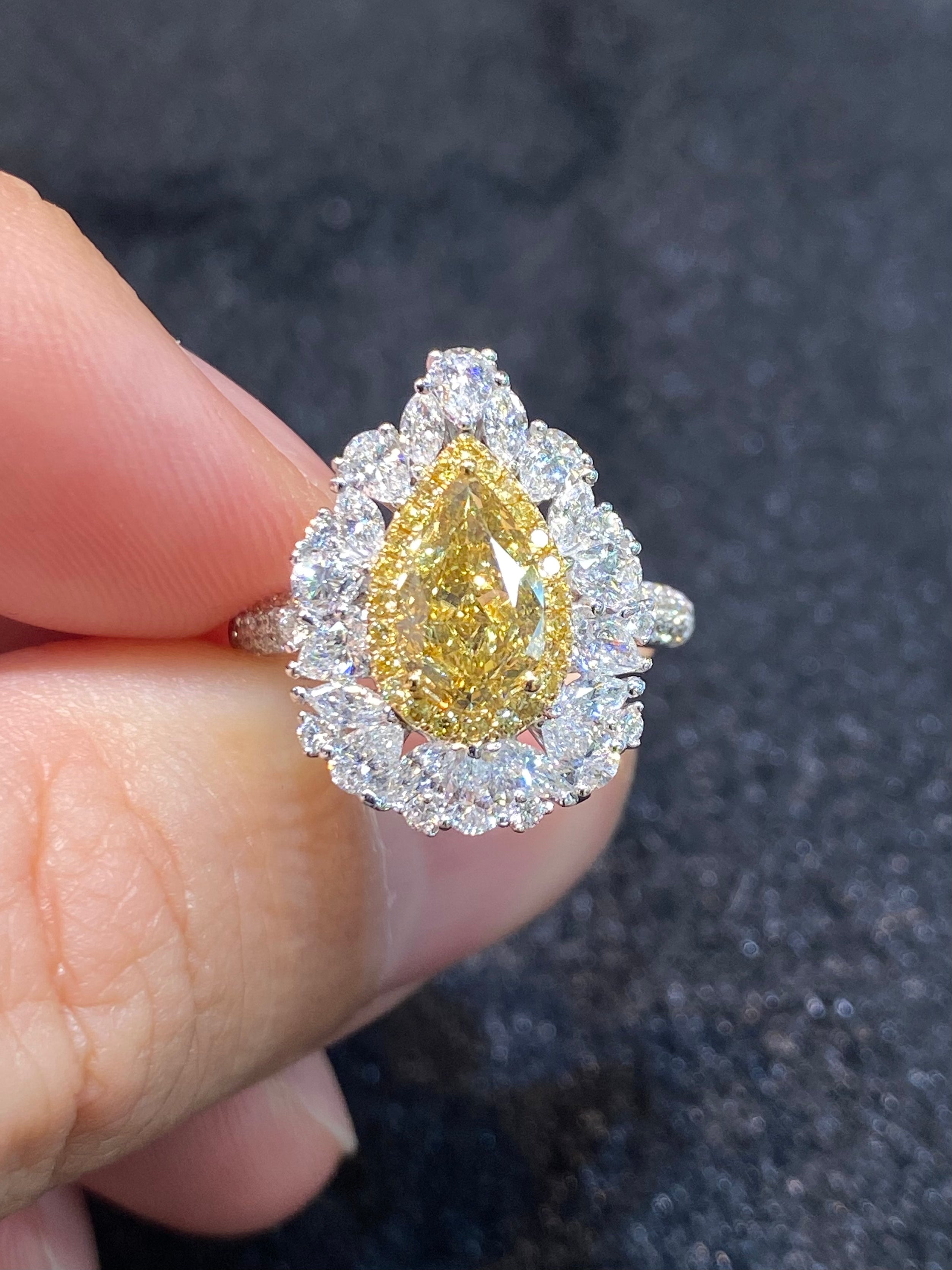 1.50ct Natural Yellow Diamond Ring for Women - Elegant Solitaire Engagement & Wedding Jewelry Gift