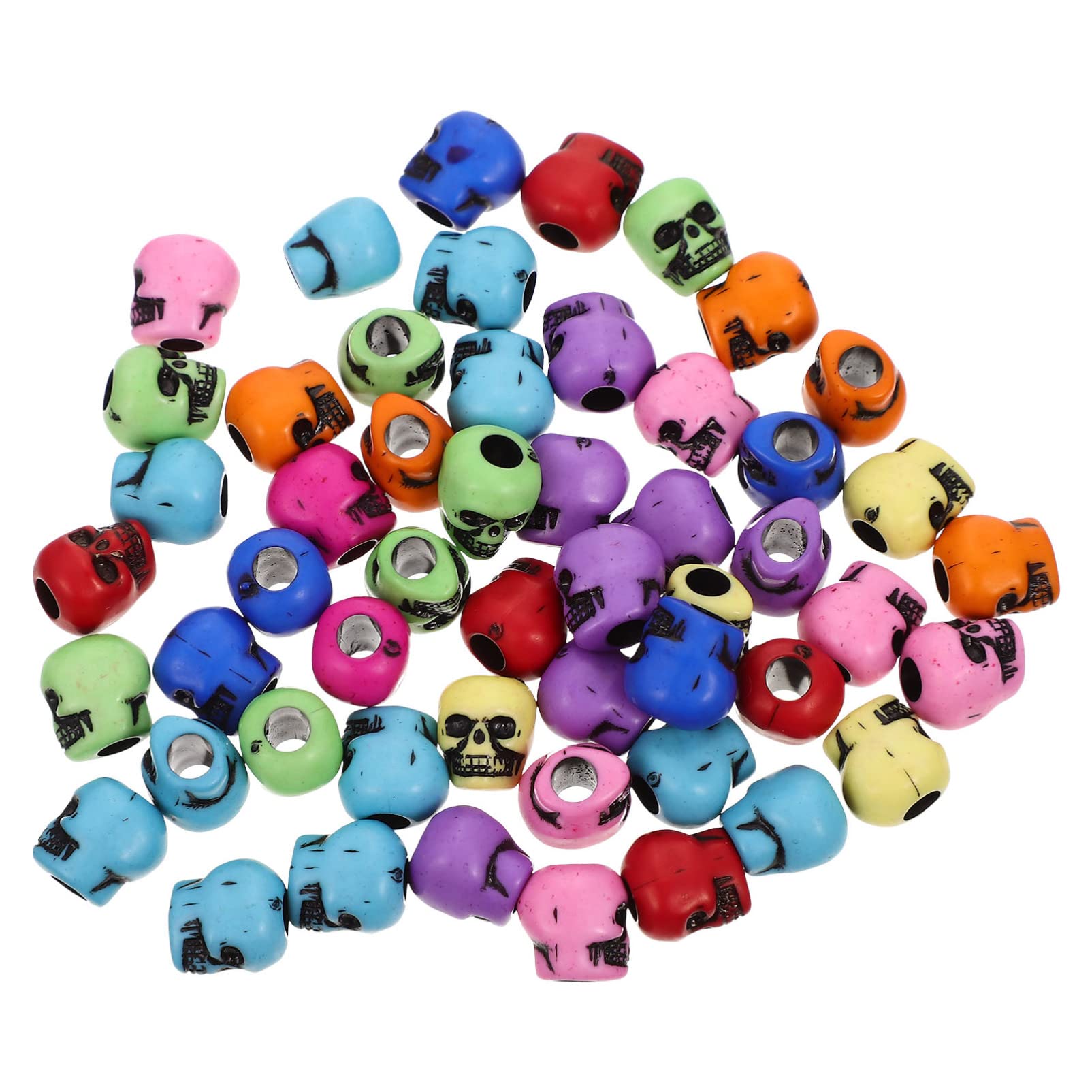 50pcs SEWACC Mini Skull Acrylic Beads - Halloween DIY Jewelry Making Supplies for Bracelets, Necklaces, Earrings & Keychains - Perfect for Spooky Accessories, Gothic Crafts & Party Decorations