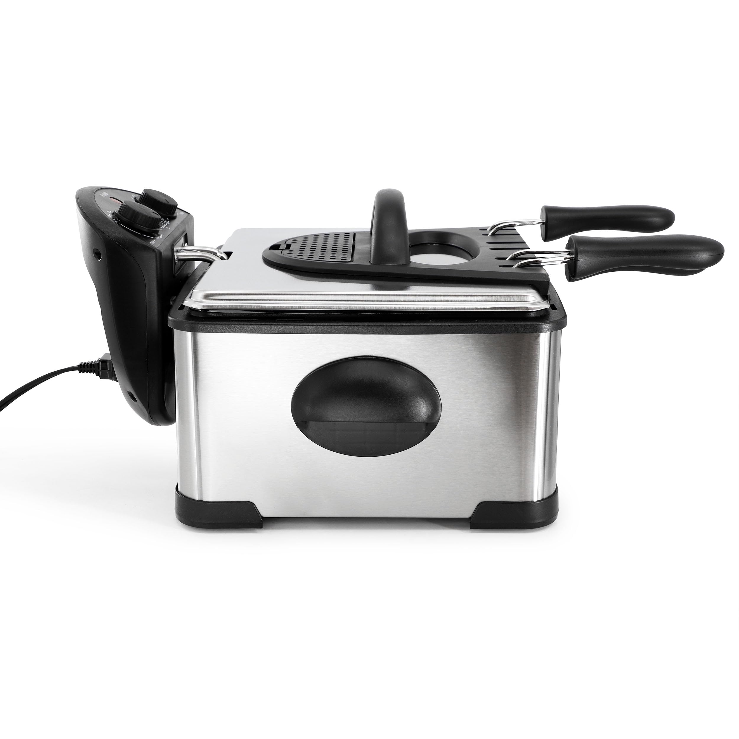 MegaChef 4.23 Quart Electric Deep Fryer with Adjustable Temperature Control & Timer - Perfect for Home Kitchen, Restaurants, and Party Cooking