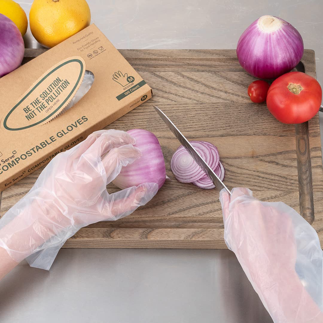 Eco-Friendly Compostable Gloves for Restaurants & Catering - Small Disposable Gloves for Food Service, Handling & Hygiene - Perfect for Chefs, Bakers & Caterers