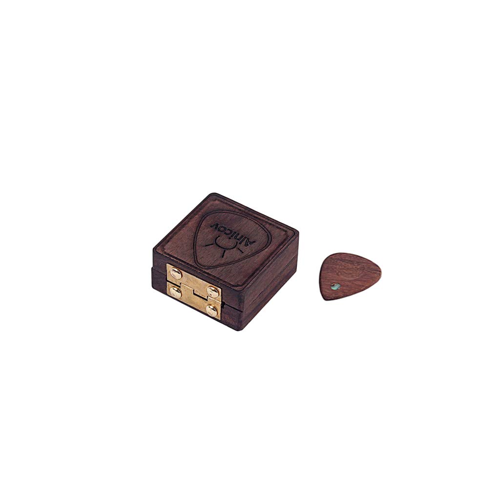 Premium Wooden Guitar Pick Box - Durable Plectrum Storage Case with 1 Free Pick - Ideal for Guitar Accessories Organization & Travel Use