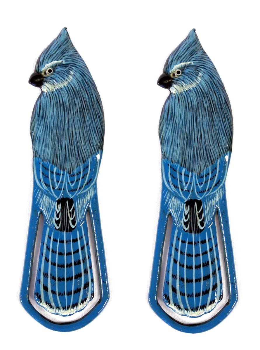 Hand Painted Blue Jay Bird Bookmark Set of 2 - Unique Gifts for Book Lovers, Nature Enthusiasts - Perfect for Reading, Book Club Favors & Literary Gifts