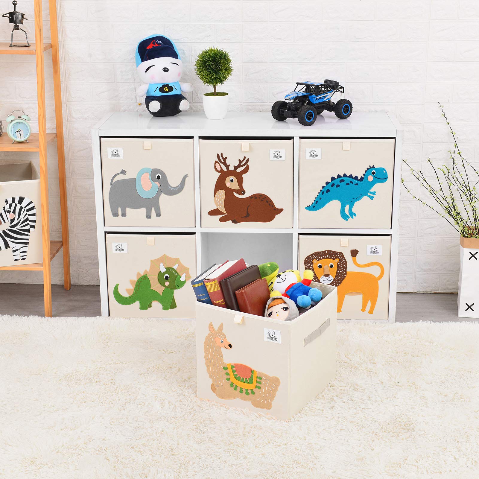 Foldable Animal Cube Storage Bins - Fabric Toy Organizer Box for Kids Nursery & Playroom - 13 Inch Triceratops Design - Perfect for Toy Storage, Room Decor & Kids Organization