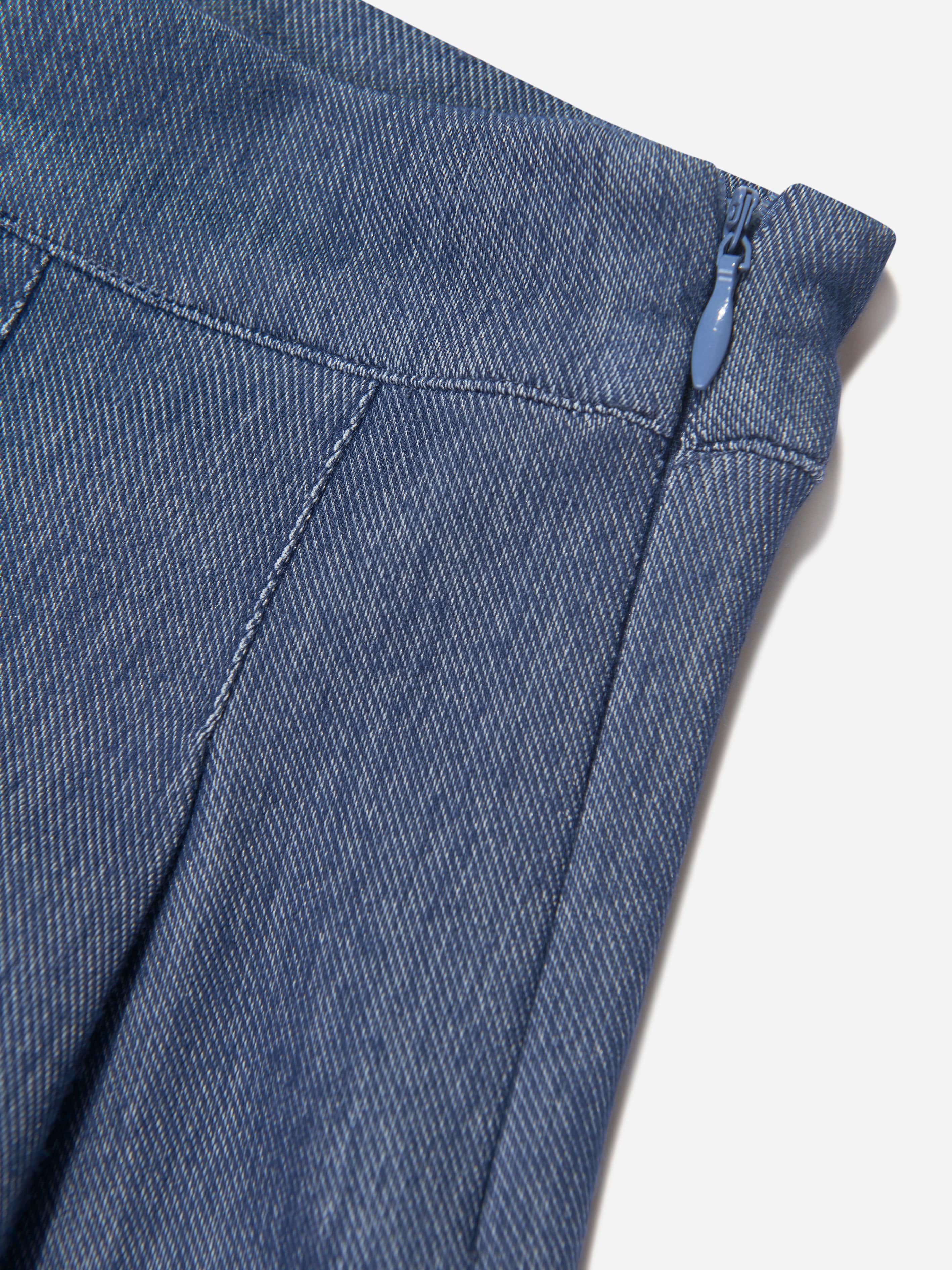 AY by AYLA Girls Denim Look Pleated Mini Skirt - Blue Denim Skirt for Teens, Stretch Waistband, Comfortable & Stylish | Perfect for School, Parties, and Casual Outfits
