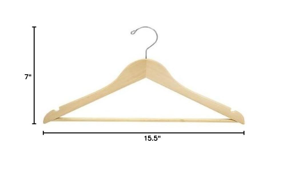 Natural & Chrome Flat Suit Hangers (Petite Size) - Pack of 100 - Premium Closet Organization for Dresses, Suits & Coats - Perfect for Retail Stores, Boutiques & Home Closets