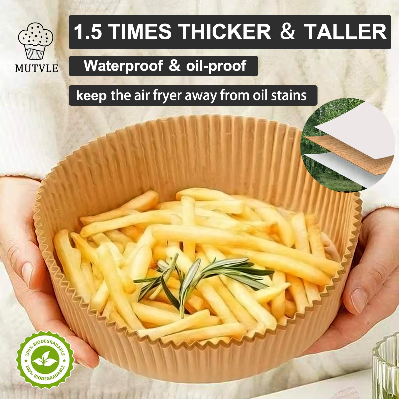 10 Inch XXL Air Fryer Disposable Paper Liners - 100Pcs Non-Stick Parchment Baking Sheets for 7QT Air Fryer | Food Grade, Round Shape | Perfect for Roasting, Baking & Reheating