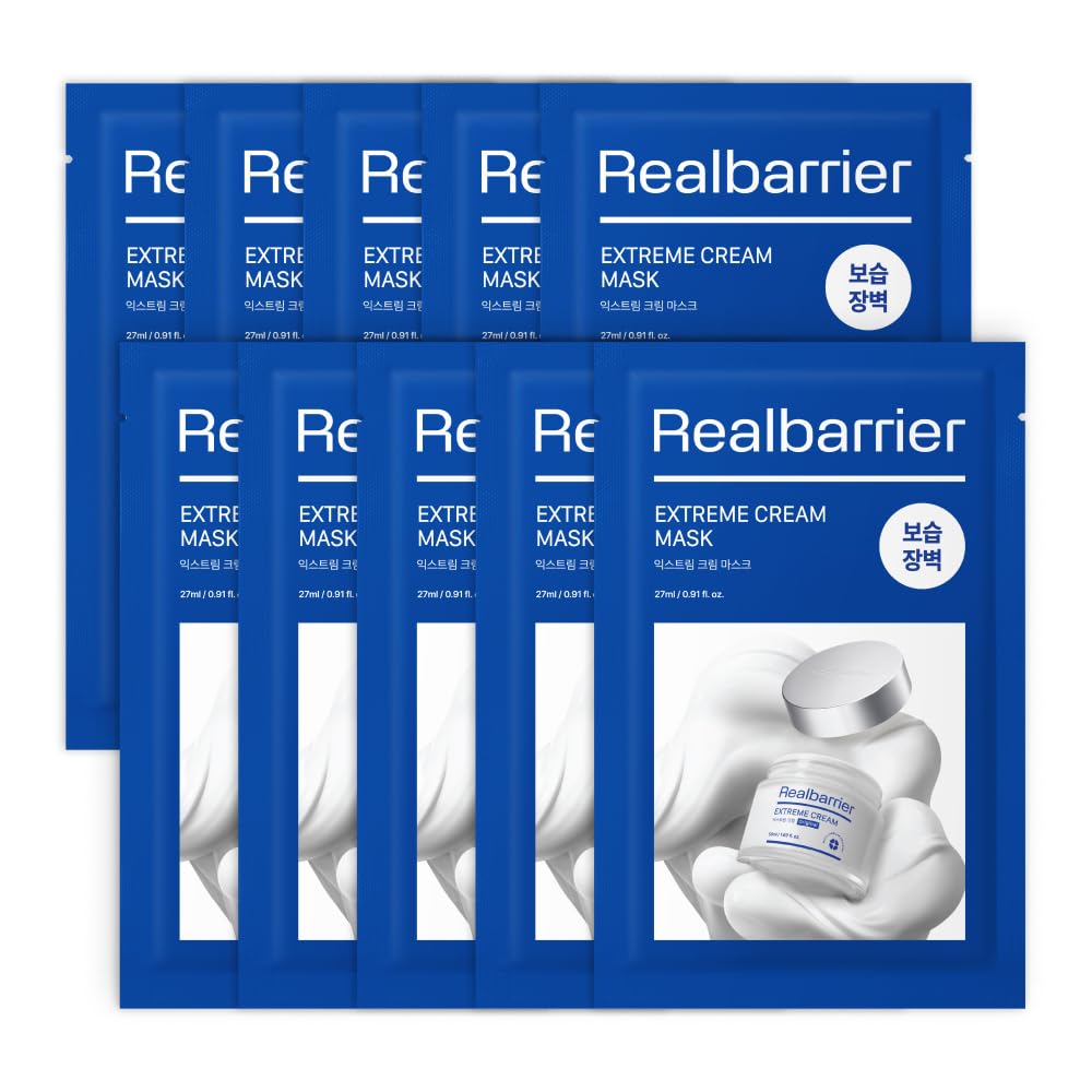 Real Barrier Extreme Cream Mask - Skin Repair for Dry & Sensitive Skin | Korean Skincare | 10 Sheets for Daily Hydration