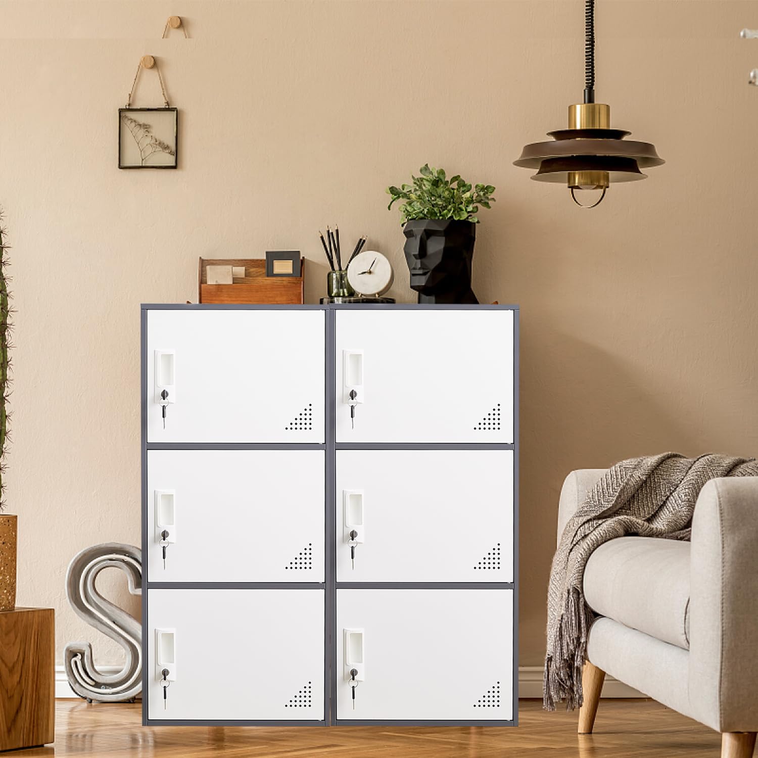 3-Door Metal Locker - Heavy Duty Steel Storage Cabinet for Office, Home & School - Secure Vertical Organizer for Clothes, Books & Supplies - Perfect for Employee Lockers, Classroom Storage & Home Organization