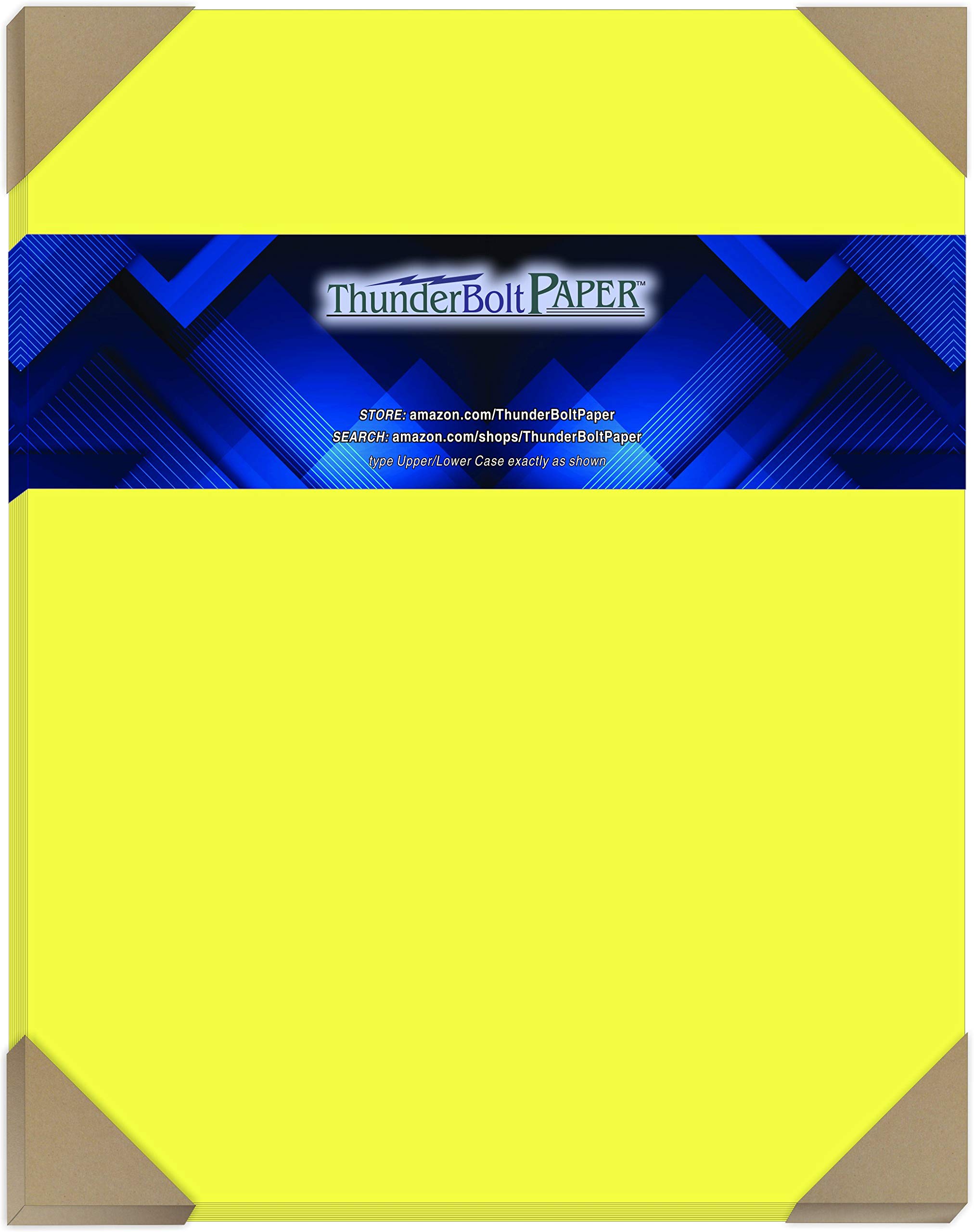 50 Bright Neon Yellow Fluorescent Cardstock Sheets - 11x14 Inches (65# Cover Weight) - Premium Printable Smooth Paper for Scrapbooking, Picture Frames, DIY Crafts, School Projects & Party Decorations