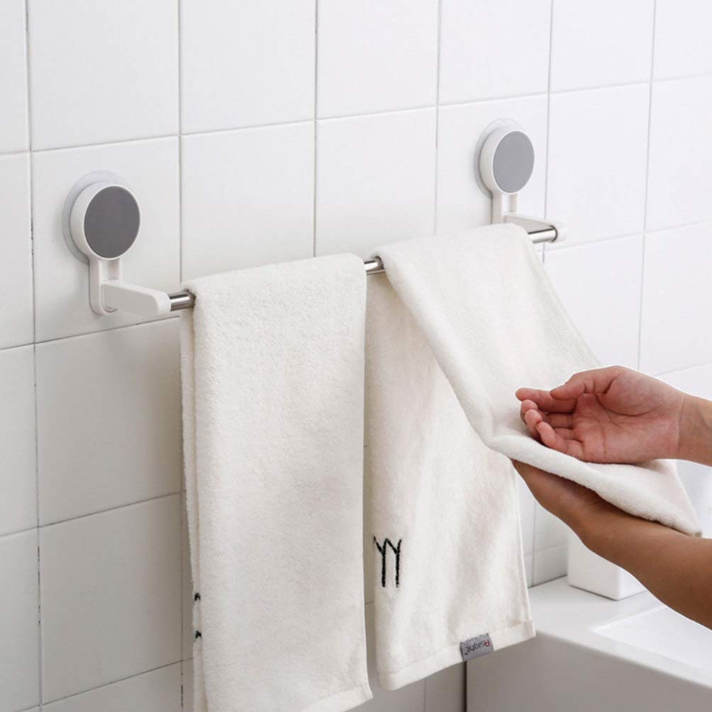 TOPBATHY 2-Pack White Suction Cup Wall Mounted Towel Holder - Bathroom & Kitchen Towel Hanger, Hand Towel Ring, Paper Towel Rack for Home, RV, Dorm Organization
