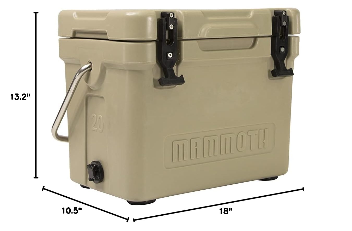 Mammoth Coolers Cruiser 20 - Premium Insulated Hard Ice Chest with Double-Walled Rotomolded Construction | Perfect for Camping, Beach Trips, Tailgating & Outdoor Adventures (Tan)