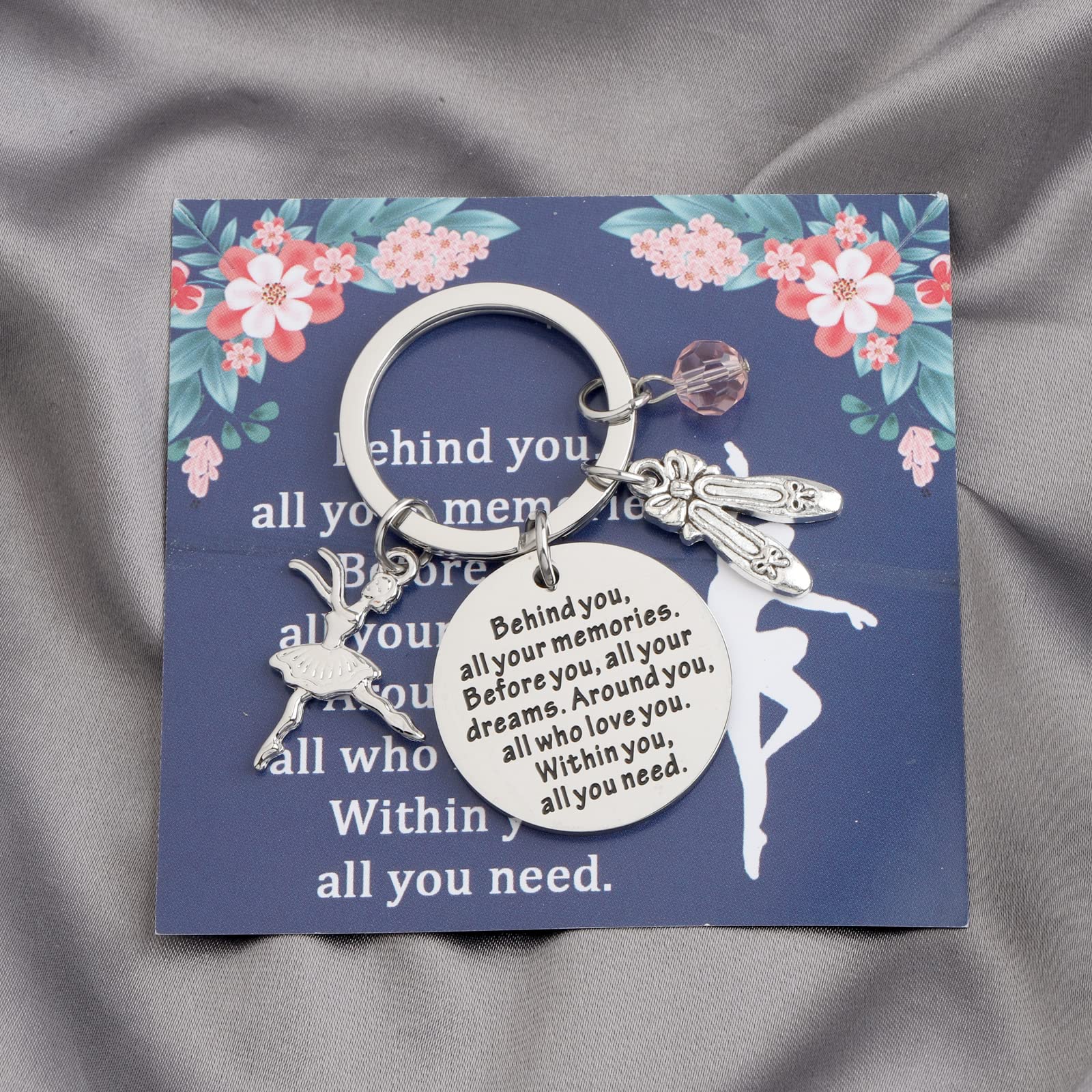FEELMEM Ballet Dancer Jewelry - Behind You All Your Memories Keychain - Inspirational Dance Team Gifts - Perfect for Dance Recitals, Ballet Performances & Dance Competitions