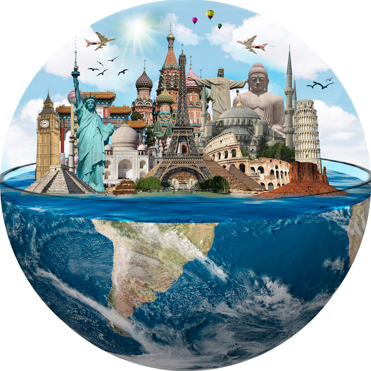 1000 Piece Jigsaw Puzzles for Adults - Christmas Joy Scenes & Famous Landmarks - Premium Round Art Puzzle (908 Iconic Places) - Perfect for Holiday Gifts, Family Bonding & Stress Relief