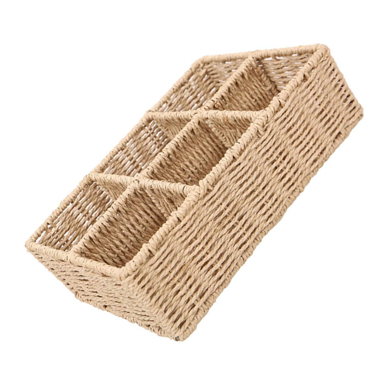 2-Pack Hexagon Grid Storage Baskets with Lids - Cloth Organizer for Jewelry, Cosmetics & Desk Accessories | Seaweed Woven Decorative Bin for Bathroom Shelf, Vanity & Home Organization (Khaki Iron)