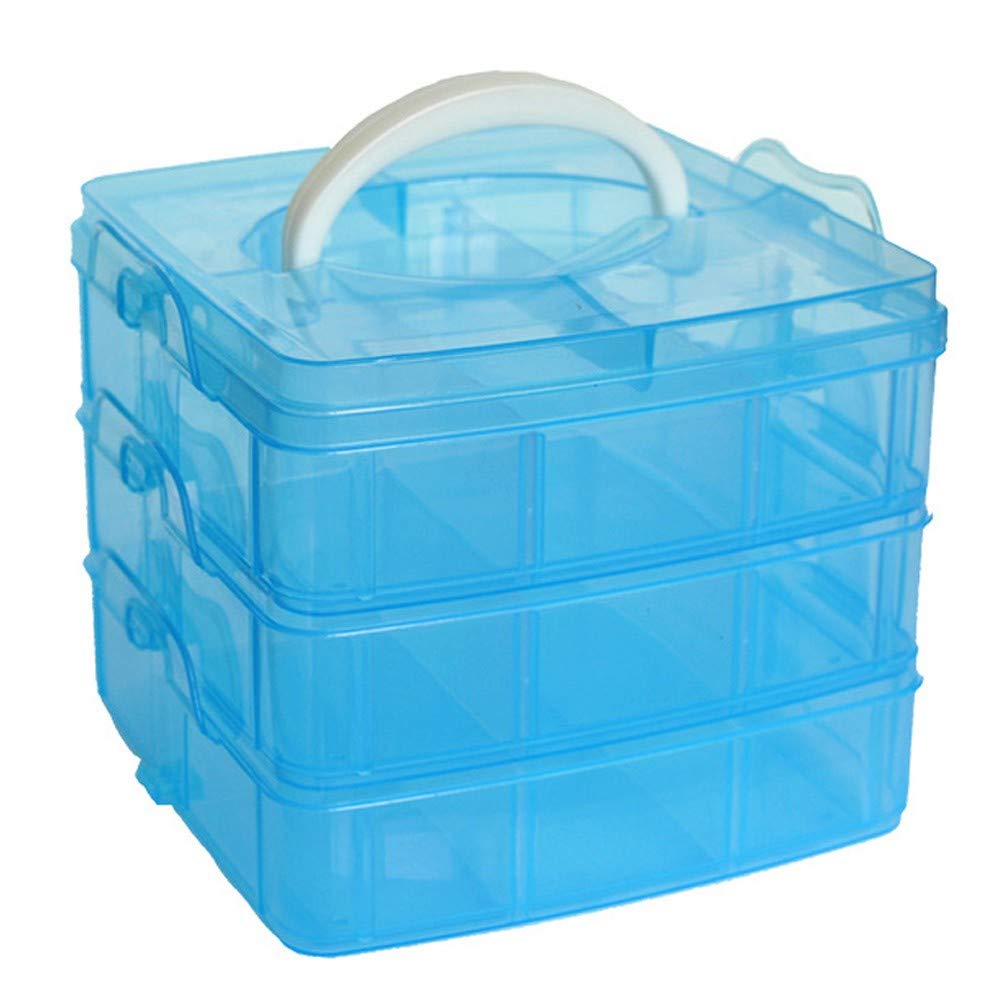 Foldable Fabric Storage Bins with Dual Handles - 18 Grid Collapsible Organizer Cube for Clothes, Toys & Home Organization - Perfect for Nursery, Office, Closet & Shelf Storage (Blue)