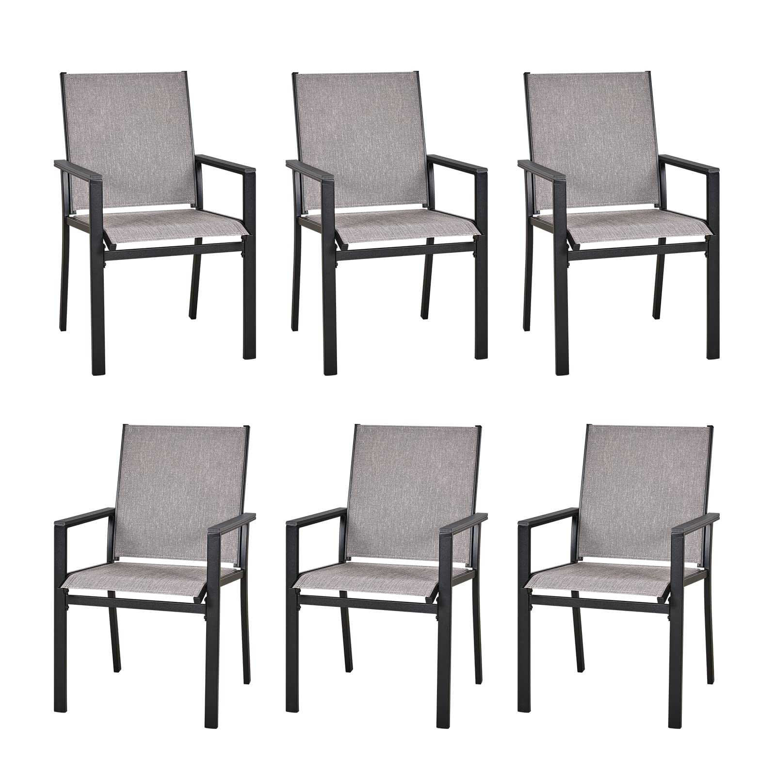 MEOOEM 6-Piece Patio Dining Chair Set - Textilene & Metal Outdoor Chairs, Weather-Resistant Modern Garden Furniture for Backyard, Poolside & Restaurant Use