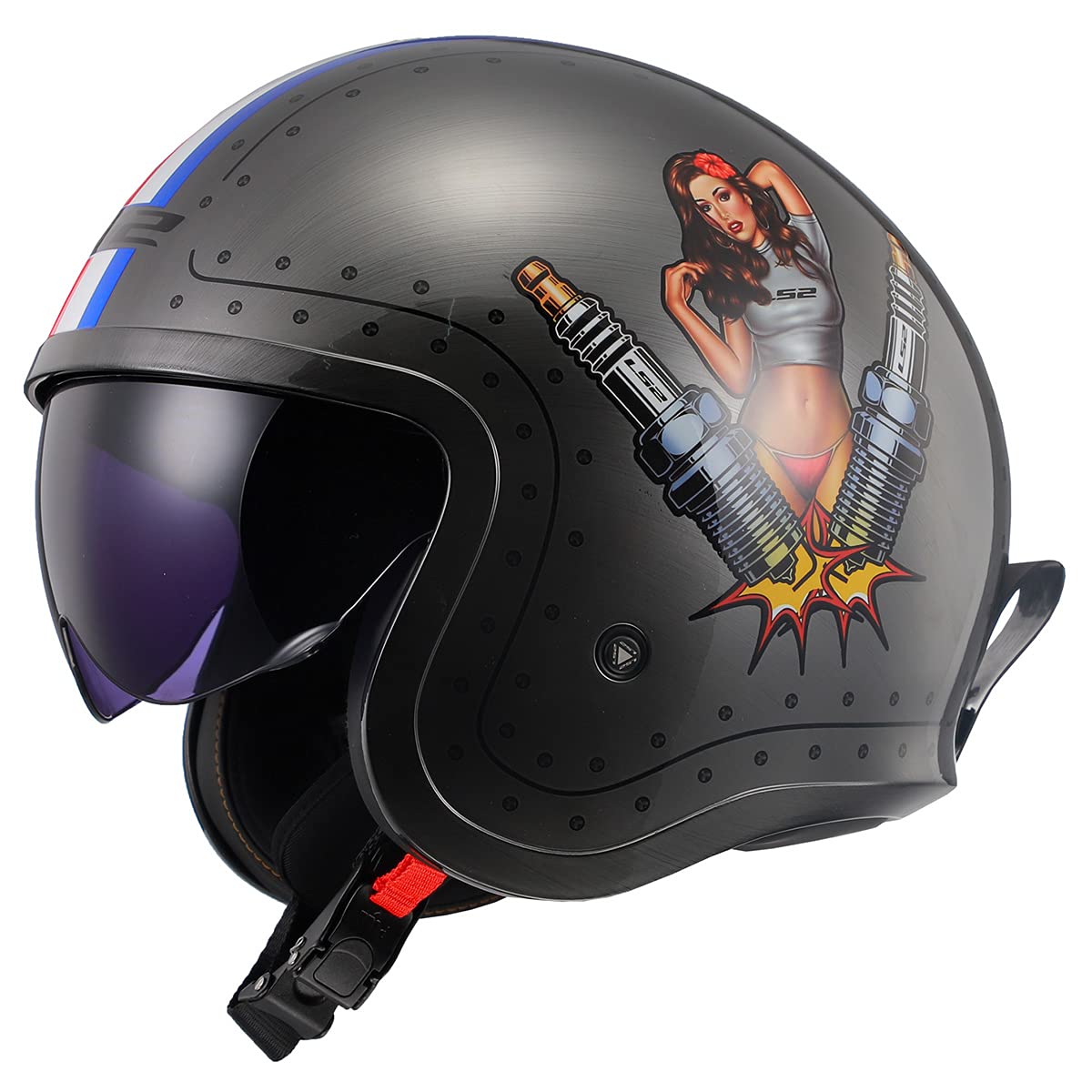 LS2 Open Face Spitfire Motorcycle Helmet - DOT Certified Lightweight Street Bike Helmet for Men & Women - Perfect for Cruiser, Scooter, and Urban Riding