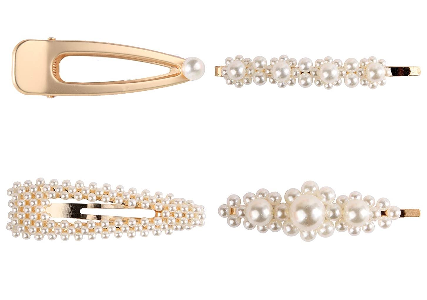 4 PCS Pearl Hair Clips for Women - Elegant Bridal & Party Hair Accessories | Large Pearl Hairpins for Wedding, Prom, Special Occasions | Perfect Hair Jewelry Gift for Women and Girls