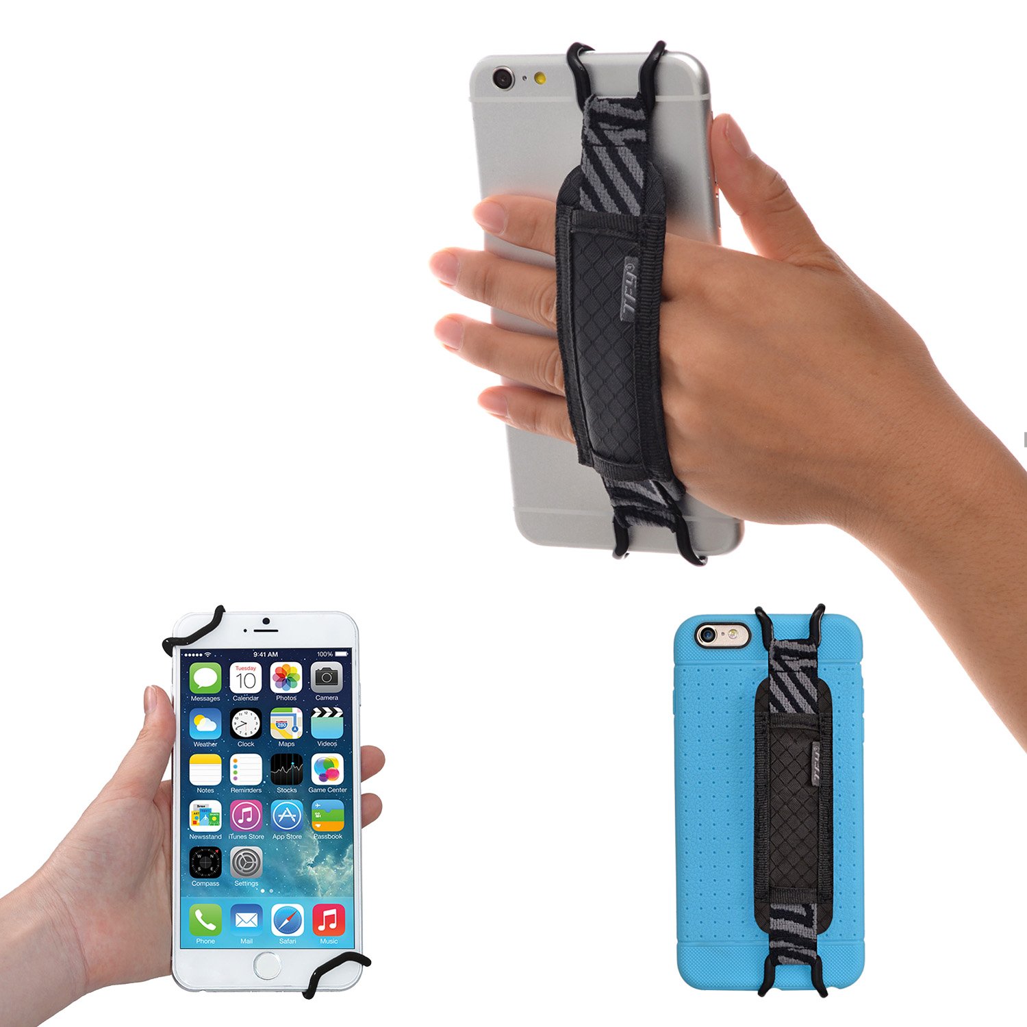 TFY Security Phone Hand Strap Holder - Universal Grip for iPhone 16 Pro Max/15 Pro/14 Plus/13 Pro/12/11/Xs/XR/X/8 Plus/SE & Samsung Galaxy S23/S24/Note 20 & Huawei Mate 60/50/40 Pro (Black) - Anti-Drop Protection for Running, Hiking & Outdoor Activities