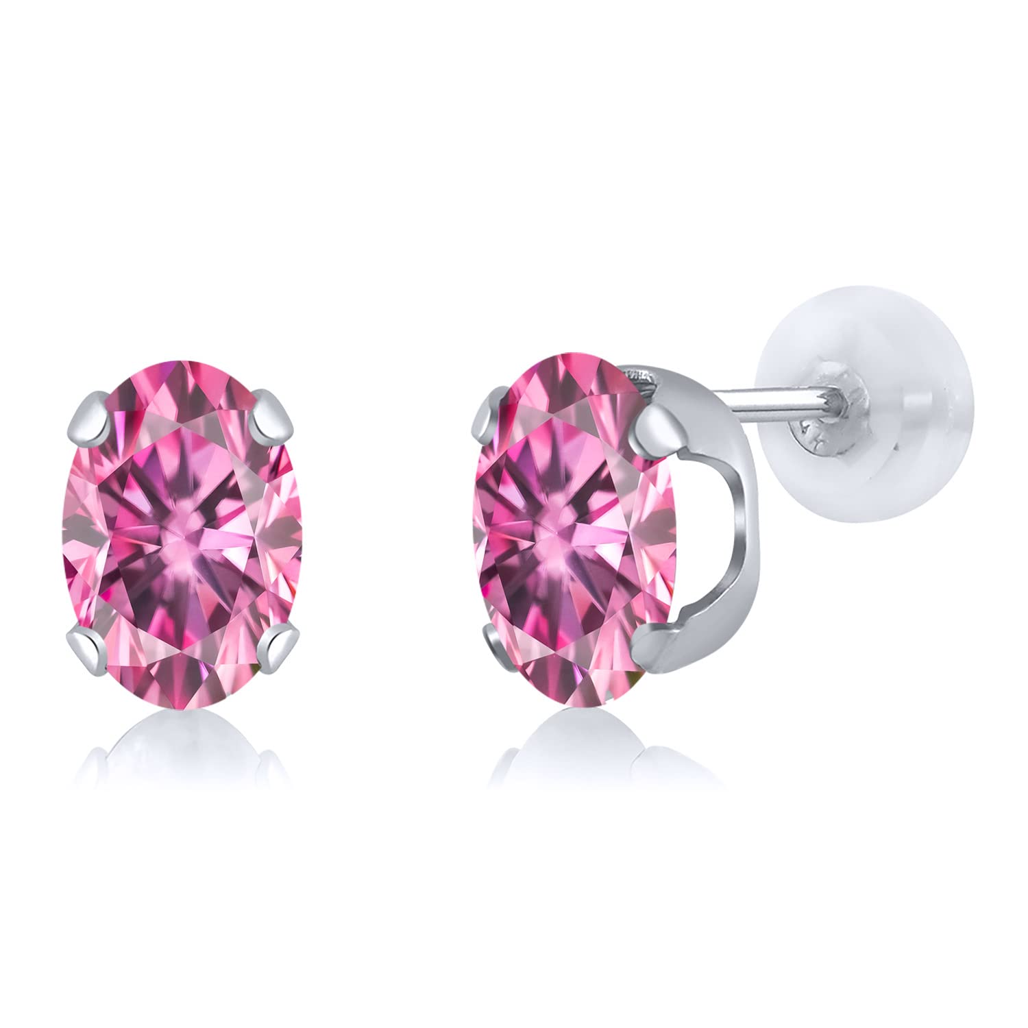 14K Yellow or White Gold 8X6MM Oval Birthstone Stud Earrings for Women & Men | Gemstone Jewelry Gift for Birthday, Anniversary & Special Occasions