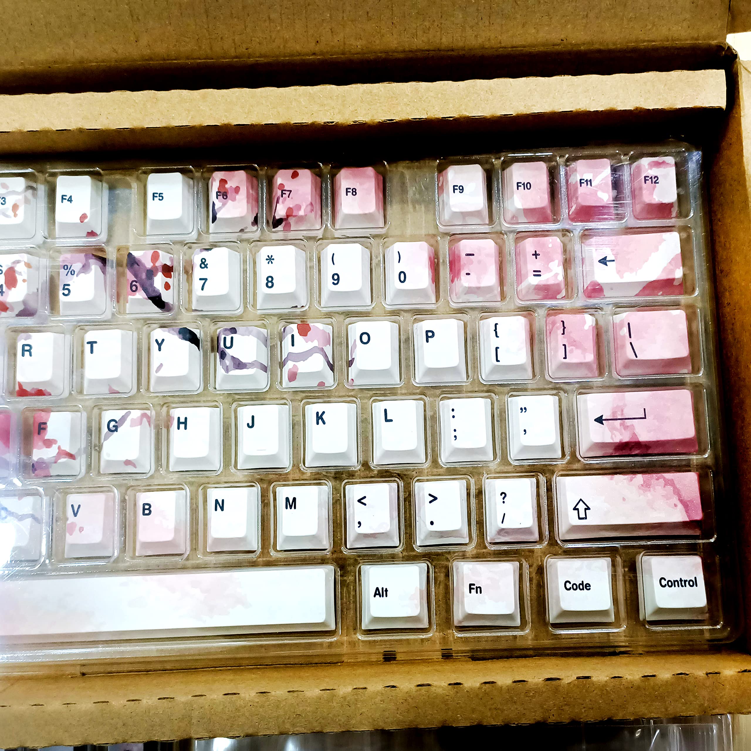 PBT Cherry Blossom Keycap Set - OEM Profile for 60/87/104/108 Keys Mechanical Keyboards (126 Keys) | Compatible with Cherry MX Switches & Custom 68 Keyboard | Perfect for Gaming, Typing & Office Work