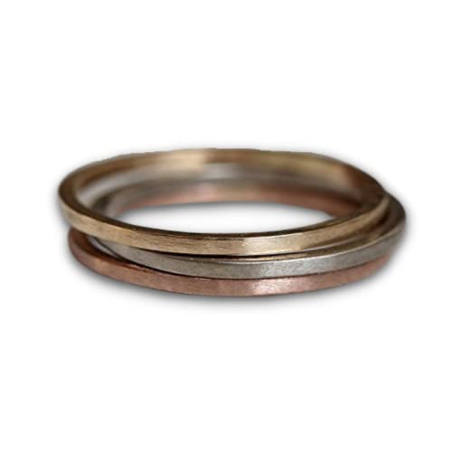 14K Solid Gold Stacking Rings Set - Yellow, Rose & White Gold Mix & Match for Layering & Everyday Wear | Perfect for Gifts, Anniversaries & Special Occasions