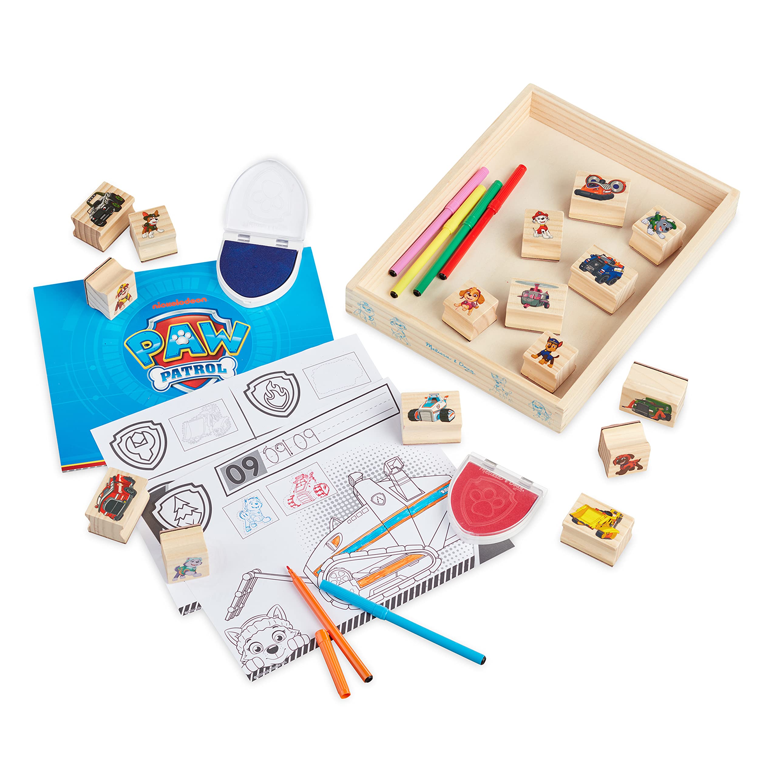 PAW Patrol Wooden Stamps Set with Markers - Kids Art Activity for Creative Play