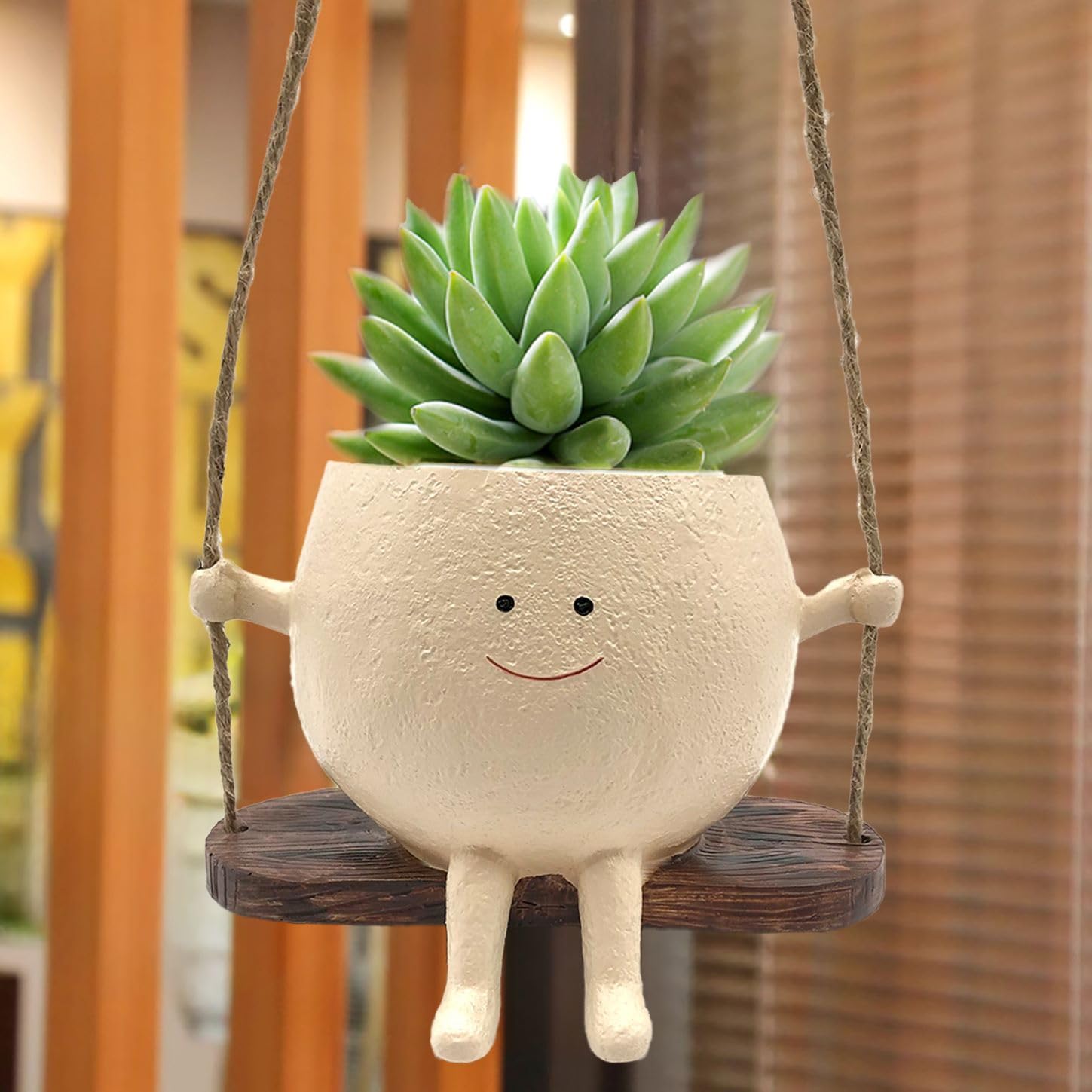 Swing Face Hanging Planter for Indoor & Outdoor Plants - Modern Decorative Small Hanging Flower Pots - Perfect for Balcony, Garden, Patio, and Home Decor