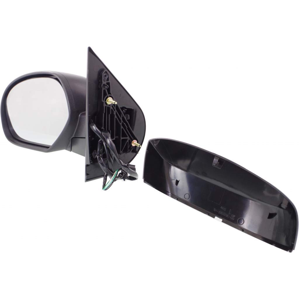 2007-2013 Chevy Silverado 2500/3500 HD Driver Side Power Heated Manual Folding Door Mirror Replacement - Painted/Textured Black with 2 Caps - Fits Part Numbers 20843177 & GM1320336 - Perfect for Winter Driving & Truck Upgrades