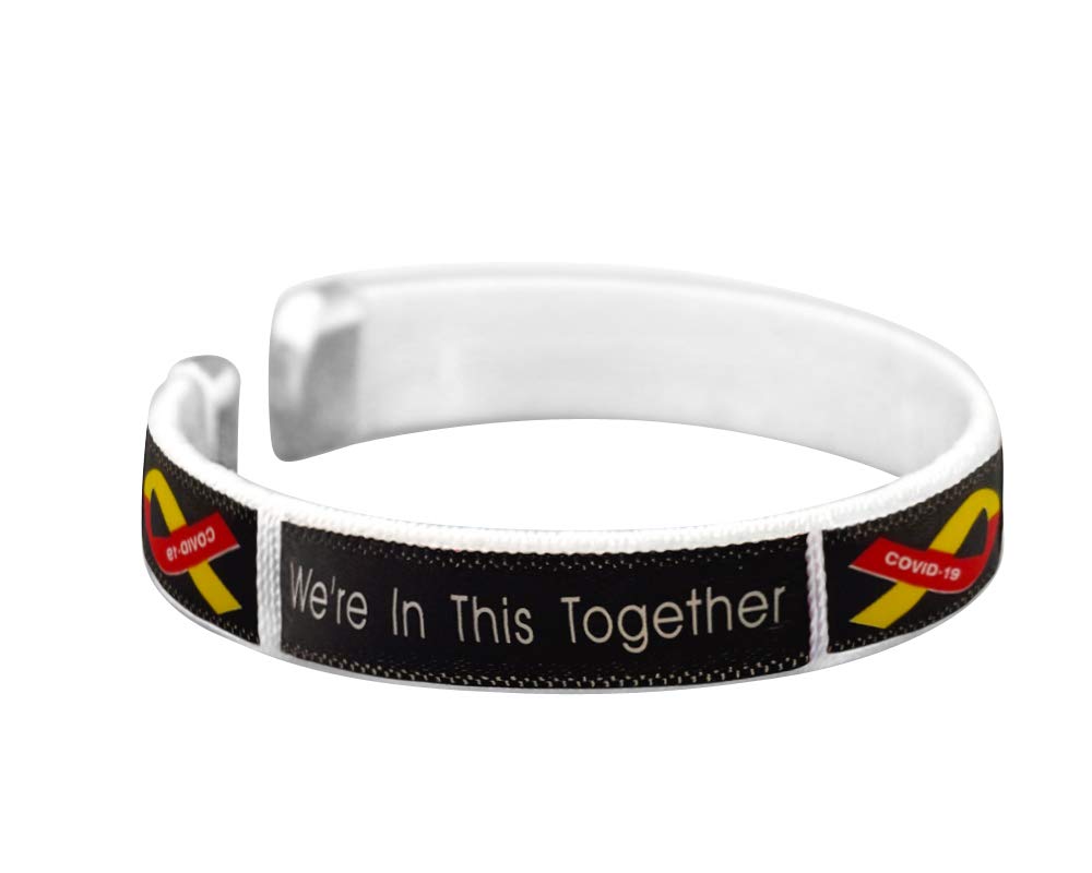 Fundraising For A Cause | Disease Awareness Ribbon Bangle Bracelets – Affordable Red & Yellow Ribbon Wristbands for Charity, Awareness Events, Gifts & Donations – Perfect for Cancer Support, Fundraisers & Awareness Campaigns