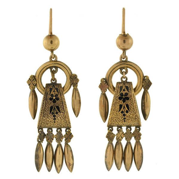 Victorian Style 14kt Gold Fringe Earrings with Intricate Tracery Design - Elegant Vintage Jewelry for Parties, Weddings & Special Occasions