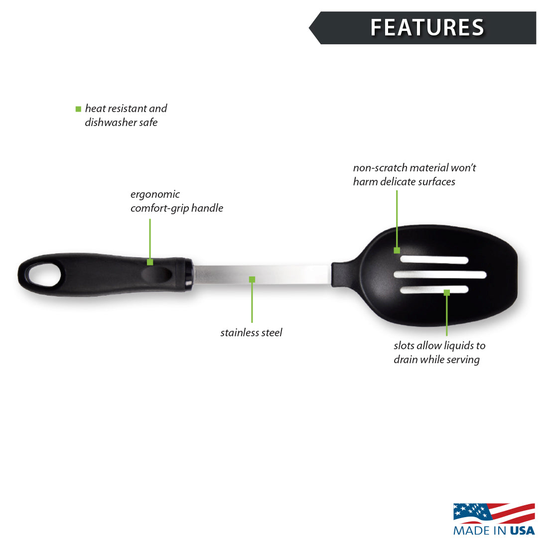 Stainless Steel Slotted Spoon - Perfect for Cooking, Serving Pasta, Salad & Deep Frying - Durable Kitchen Utensil with Drain Holes for Easy Food Scooping & Straining