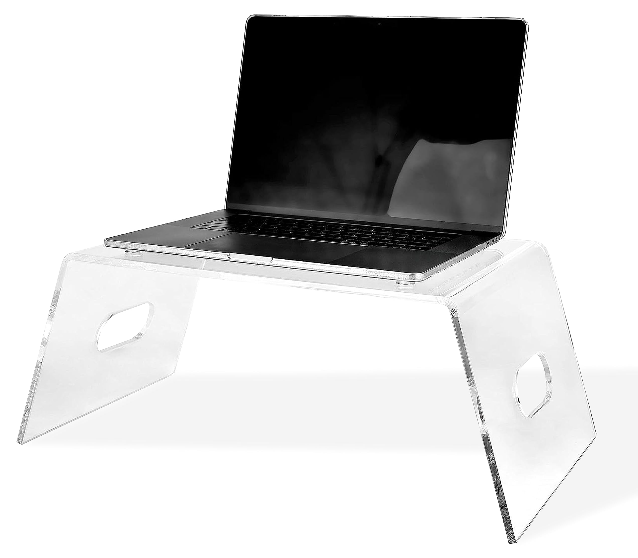 Clear Acrylic Monitor Stand & Laptop Riser for Desk - Ergonomic Computer Stand for Home Office, Bedroom, or Outdoor Workspace - Perfect for Improving Posture and Desk Organization
