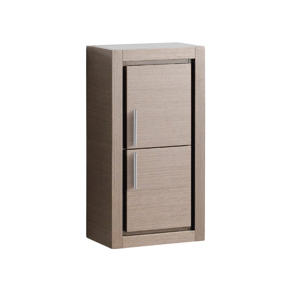 Fresca Bath 2-Door Gray Oak Bathroom Linen Storage Cabinet - Organize Towels & Toiletries for Small Space Bathrooms