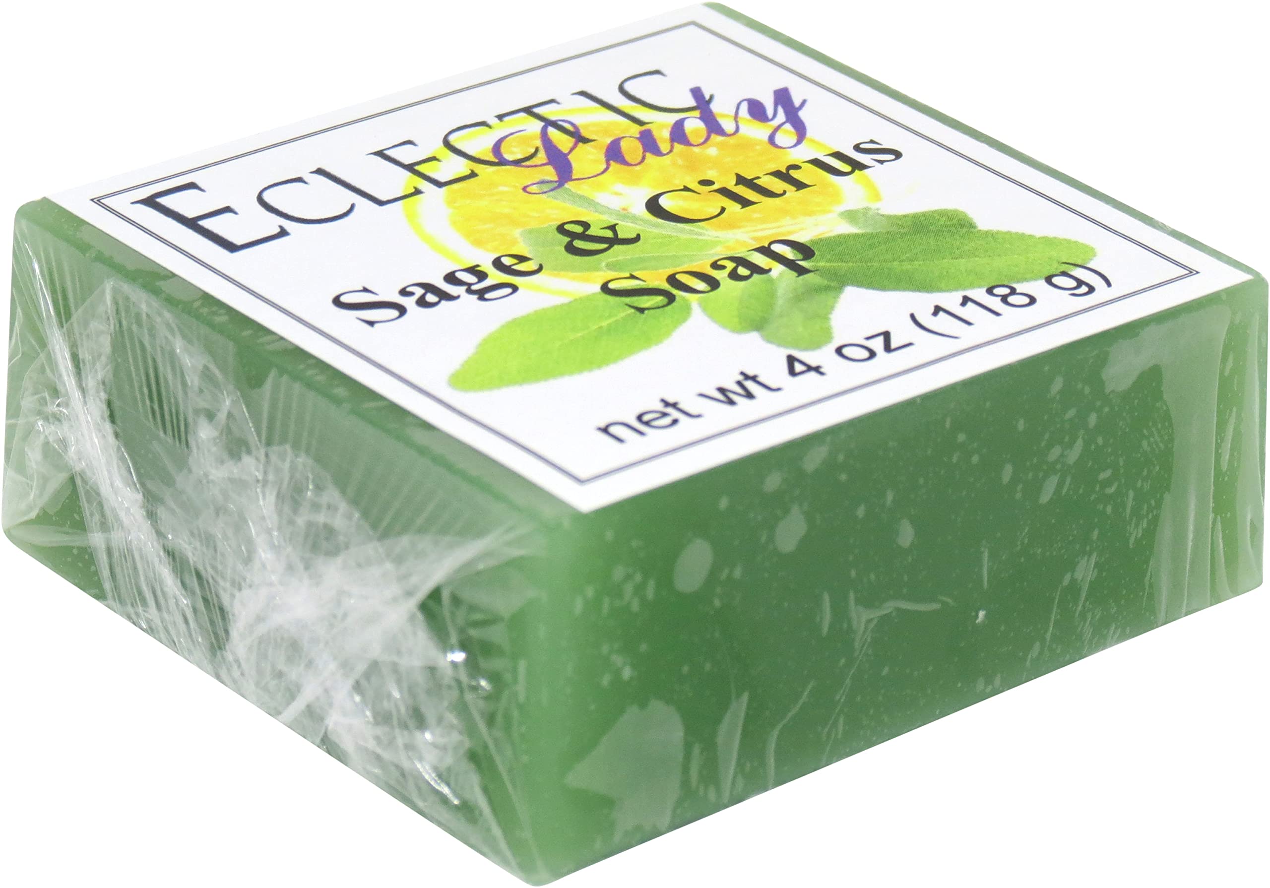 Eclectic Lady Sage & Citrus Glycerin Soap Bar - 4 oz | Natural Handmade Soap for Dry Skin | Perfect for Bath, Shower & Gift Giving