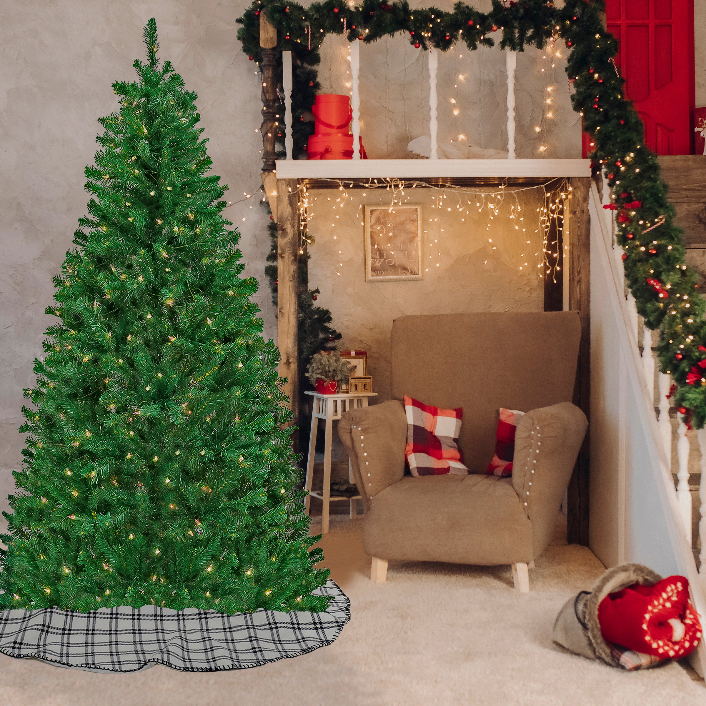 6 ft. Pre-Lit Acacia Artificial Christmas Tree with Clear LED Lights - Perfect for Home, Office, and Holiday Decorations
