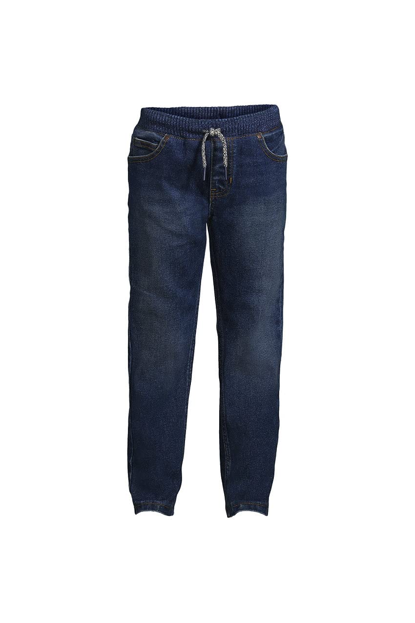 Lands' End Boys' Stretch Denim Jeans with Iron Knee Lining - Comfortable Pull-On Jeans for School, Play & Everyday Wear