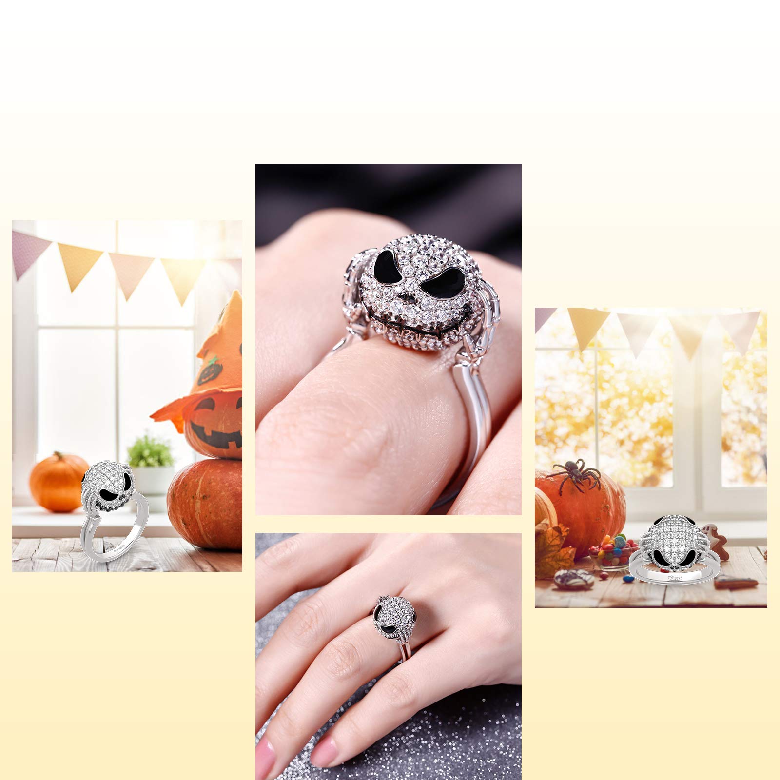 Jeulia 4.05ct Jack Skull Ring - 925 Sterling Silver Gothic Jewelry for Women & Men - Halloween, Christmas Gift with Exquisite Packaging - Perfect for Cosplay, Gothic Fashion, and Unique Occasion Gifts