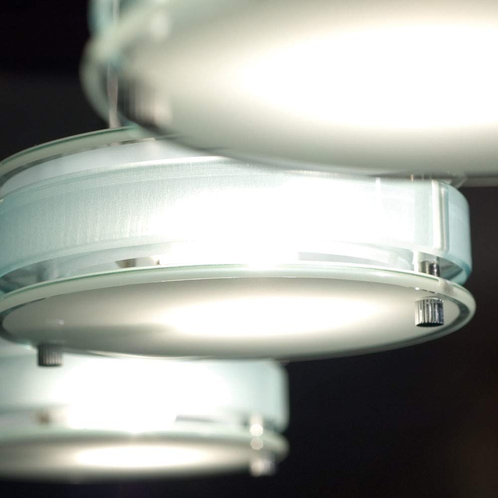 Jesco Lighting 3 Glass Discus Pendant Light Fixture - Modern Ceiling Hanging Lamp for Dining Room, Kitchen Island, or Living Room Decor