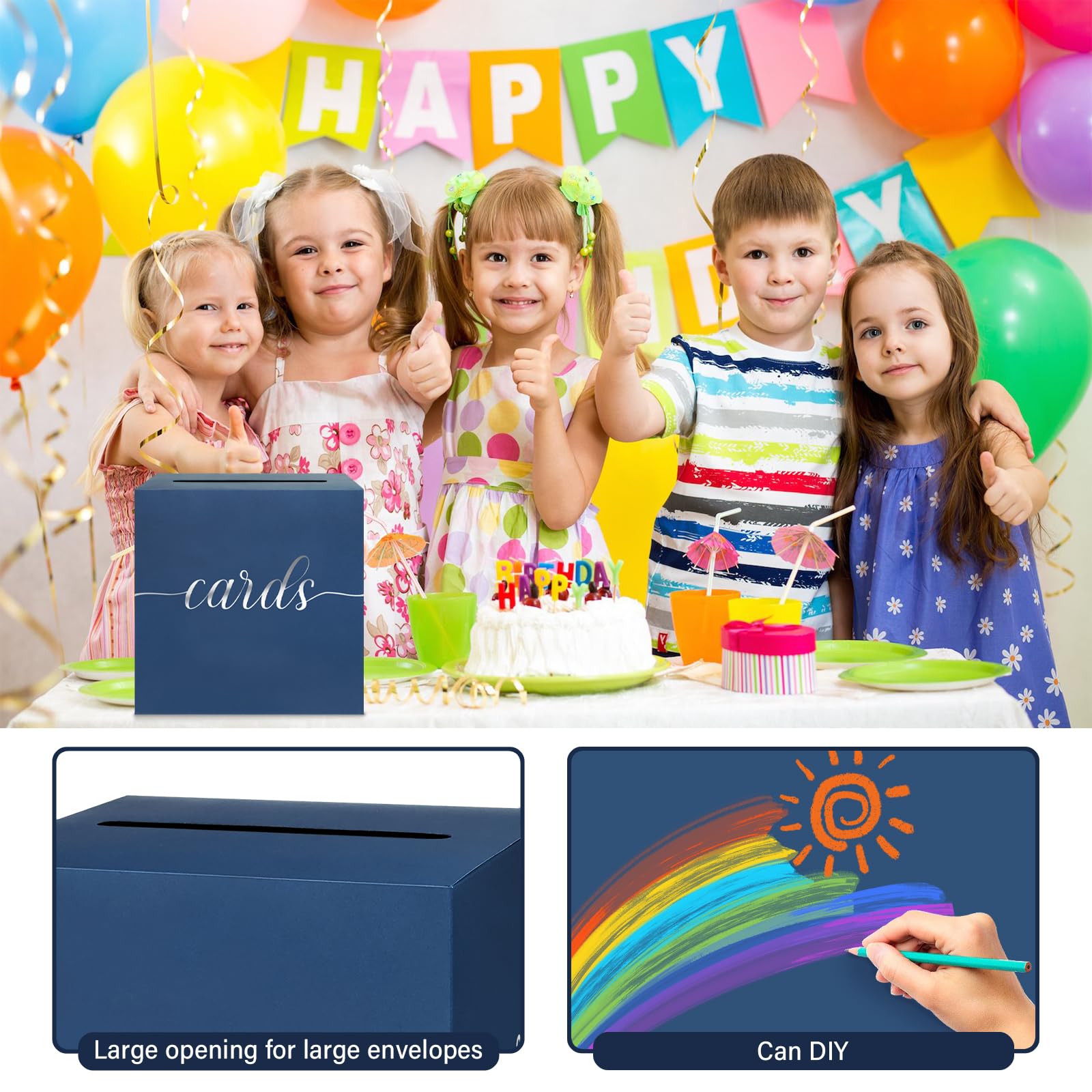 1 Pack Navy Blue and Silver Foil Gift Card Box - 8.7