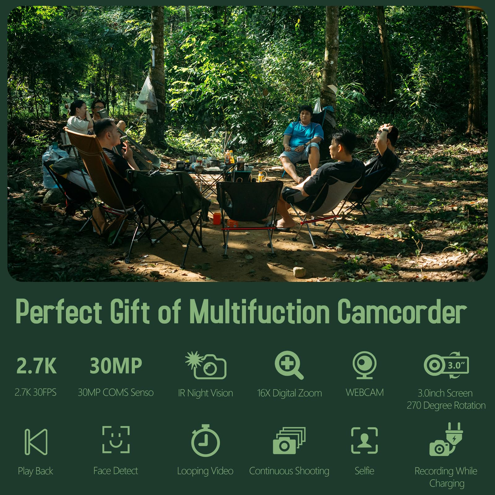 2.7K 48MP Vlogging Camera with 16X Zoom & Flip Screen - Perfect for YouTube & Travel Vlogging